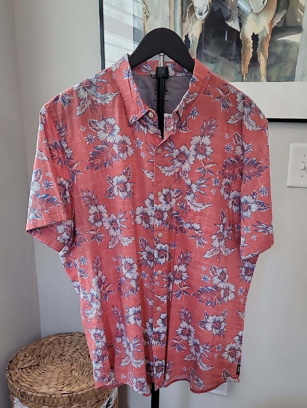 Men's XL Izod Saltwater Classics Coral Floral Short-Sleeve Button-Up Shirt